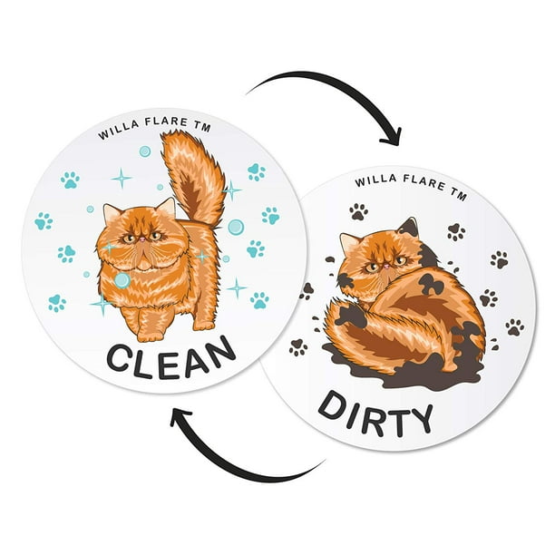 2 inches Double Sided Kitchen Label for Home Organization American Shorthair Funny Clean Dirty Dishwasher Magnet Cat Accessories and Funny Cat Stuff Gifts Dishwasher Magnet Clean Dirty Sign